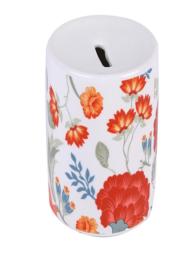 PentaDeco Cream Floral Ceramic Money Box | 4-Inch Elegant Piggy Bank | Premium Ceramic Decor & Savings Bank Gift for Loved Ones - Image 5